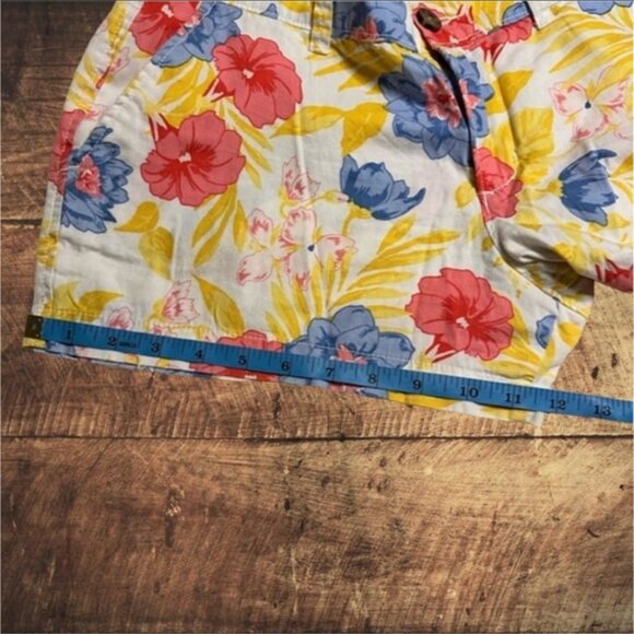 Old Navy Floral Hawaiian White Blue Pink Yellow Flower Canvas Shorts Women 4 - Picture 7 of 8